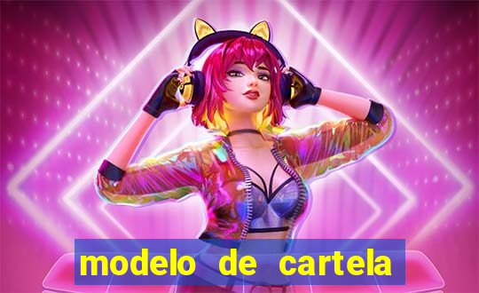 modelo de cartela de bingo em branco